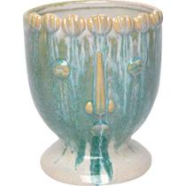 Cachepô em Cerâmica Azul Home&co Viso Decorativo 9x8x8cm