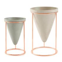 Cachepô em Cimento c/ Suporte Rose Gold G