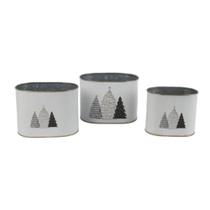 Cachepô Em Metal Branco Oval Tok Da Casa - Kit Cachepô Em Metal Branco Oval Tok Da Casa - Kit