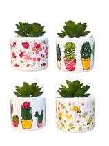 Cachepo Kit c 4 Vasinho de Ceramica para Suculenta Redondo - Decore Casa