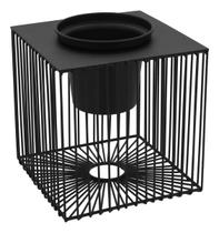CACHEPÔ METAL 24x22x22cm PRETO VASO DECORATIVO ENFEITE PLANTA