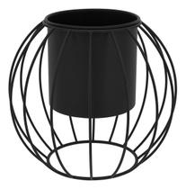 CACHEPÔ METAL 25x29x29cm PRETO VASO DECORATIVO ENFEITE PLANTA