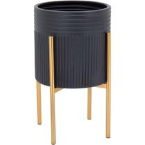 Cachepô Metal 38x22 Preto Vaso Decorativo Enfeite Planta