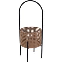 Cachepô Metal 50x18x18cm Bege Vaso Decorativo Planta