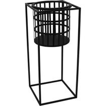 CACHEPÔ METAL 65x28x28cm PRETO VASO DECORATIVO ENFEITE PLANTA