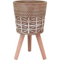 Cachepô Vaso Dcorativo Enfeite Casa Planta Resina 52x31x31cm Bege