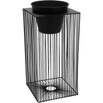 CACHEPÔ VASO DECORATIVO ENFEITE PLANTA METAL 53x25x25cm PRETO