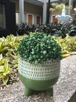 Cachepô Vaso Decorativo Planta Cerâmica 15x16x16cm Verde Cachepô Vaso Decorativo Planta Cerâmica 15x16x16cm Verde