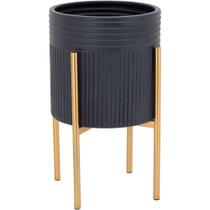 Cachepô Vaso Decorativo Planta Metal 38x22x22cm Preto Cachepô Vaso Decorativo Planta Metal 38x22x22cm Preto