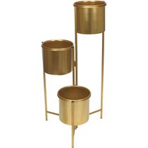 CACHEPÔ VASO DECORATIVO PLANTA TRIPLO ARTICULADO HOME&CO METAL 66x33x33cm DOURADO