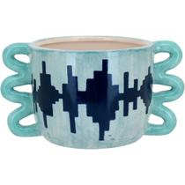 Cachepô Vaso Home&Co 10x19x19cm Cerâmica Verde Enfeite para Plantas Decoração Ambiente e Casa