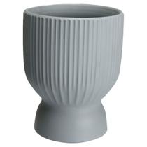 Cachepô Vaso Home&Co 18x14x14cm Cerâmica Cinza Enfeite Decoração para Plantas Sala e Jardim