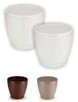 Cachepos Rattan Pequeno Redondo Kit 2 Unidades Vaso Lirio Orquidea