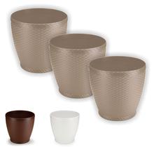 Cachepos Rattan Redondo Mini - Kit 3 Unidades Vaso Azaleia Orquidea Cachepos Rattan Redondo Mini - Kit 3 Unidades Vaso Azaleia Orquidea