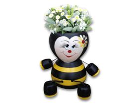 Cachepot abelhinha em cerâmica pintado a mão