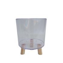 Cachepot Acrílico Vaso Decorativo Pês De Madeira Parafusados