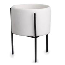 Cachepot Branco com Suporte em Metal 11 X 8CM MART 09969P