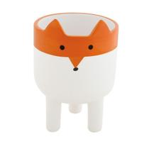 Cachepot Branco E Laranja Em Cerâmica 10cm