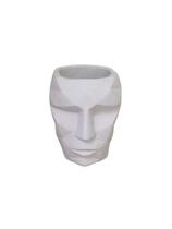 Cachepot Branco Em Cimento Branco 12X16Cm - Mart