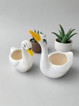 Cachepot Casal De Cisne Vaso Decorativo