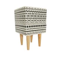 Cachepot Cerâmica Branco e Preto com Pés Madeira Cachepot Cerâmica Branco e Preto com Pés Madeira