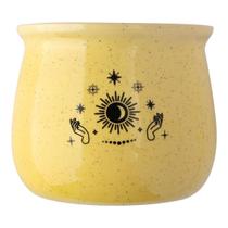 Cachepot Cerâmica Estrelas Amarelo Esmaltado Plantinhas Decoração Cactos