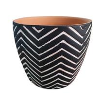 Cachepot Cerâmica Vaso Para Plantas De Preto Zig Zag 11 cm - Vert