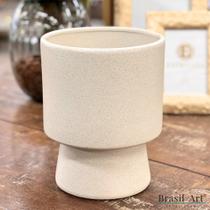 Cachepot Cilíndrico M Off-White/Cimento - Cerâmica Escultural Orgânica Cachepot Cilíndrico M Off-White/Cimento - Cerâmica Escultural Orgânica
