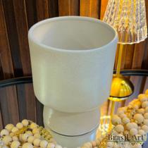 Cachepot Cilíndrico M Off-White/Cimento - Cerâmica Escultural Orgânica