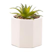 Cachepot Cimento Suculenta Geométrico Branco 7,5Cm X 9,5Cm - Wolff