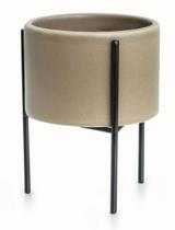 Cachepot Cinza com Suporte em Metal 09973 P Mart