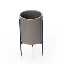 Cachepot Cinza Com Suporte Em Metal g 15x8 cm M02 - D'Rossi