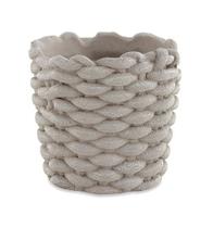 Cachepot cinza em cimento estilo corda p Cachepot cinza em cimento estilo corda p