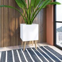 Cachepôt com 4 Pés de Madeira Branco Lilies Móveis