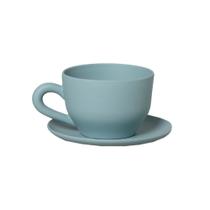 Cachepot Consumê com Pires Decorativo em Cerâmica Home G Indigo Claro