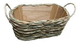 Cachepot Crisântemo Oval Duplo Revestido Com Palha Sisal Lar