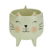 Cachepot de Cerâmica Charmy Feet Cat Branco 11,6 X 12,1cm