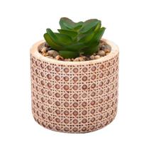 Cachepot de Cerâmica com Suculenta Treliça 7,5X7,5X10,5cm - WOLFF CASA Cachepot de Cerâmica com Suculenta Treliça 7,5X7,5X10,5cm - WOLFF CASA
