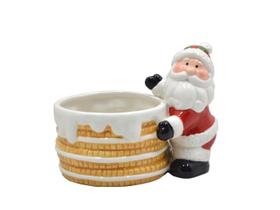 Cachepot De Cerâmica Natalino Papai Noel Decorativo 13Cm