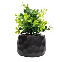 Cachepot de Cimento com Planta Artificial Prisma Preto 10cm x 29cm