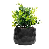 Cachepot de Cimento com Planta Artificial Prisma Preto Wolff