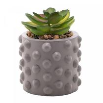 Cachepot de Cimento com Suculenta Bubbles Cinza 7,5cm 61579 - Wolff - LYOR, WOLFF, ROJEMAC