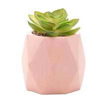 Cachepot de Cimento com Suculenta Diamond Rosa 7,5cm 61582 - Wolff