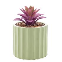 Cachepot de Cimento com Suculenta Lines Verde Claro 10cm x 17,5cm - Wolff