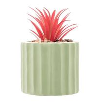 Cachepot de Cimento com Suculenta Lines Verde Claro 7,5cm 61586 - Wolff