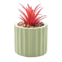 Cachepot de Cimento com Suculenta Lines Verde Claro 7,5cm 61586 - Wolff