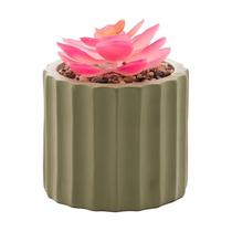Cachepot de Cimento com Suculenta Lines Verde Musgo 7,5cm 61587 - Wolff Cachepot de Cimento com Suculenta Lines Verde Musgo 7,5cm 61587 - Wolff