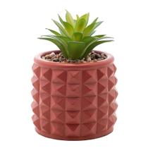 Cachepot de Cimento com Suculenta Spikes Terracota 10cm x 15cm - Wolff