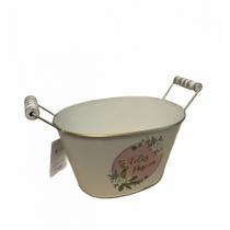 Cachepot De Metal Da Páscoa Com Alça Mad Borda Dou Bran. - Cromus