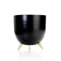 Cachepot de Metal Preto e Pés Dourado 17cm Cachepot de Metal Preto e Pés Dourado 17cm